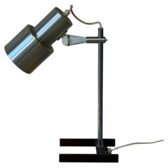 Brushed Aluminum Spot Desk Lamp with H-Base Adjustable Shade Vintage 1970s