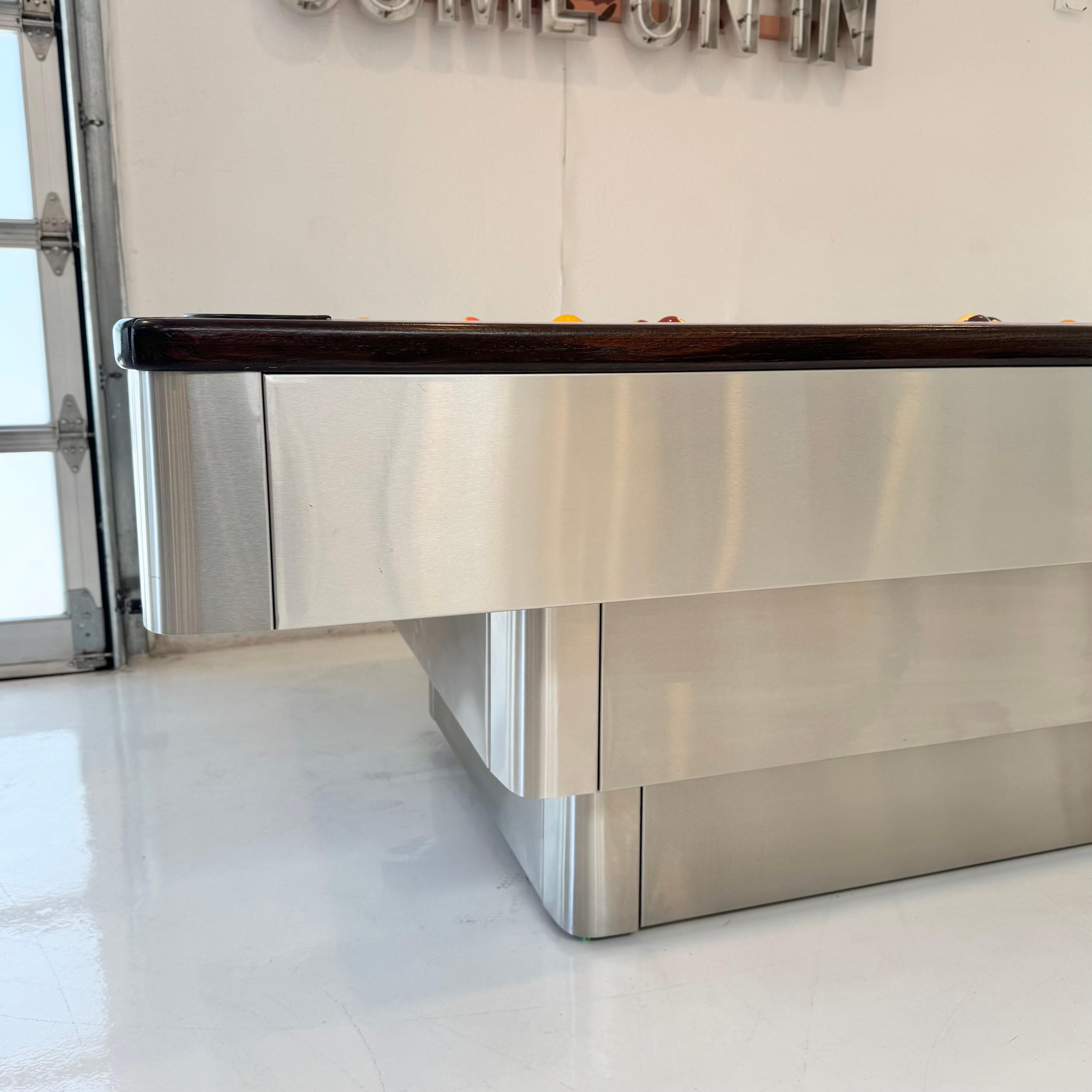 Brushed Aluminum Stacked Level Pool Table, 1980s USA For Sale 6