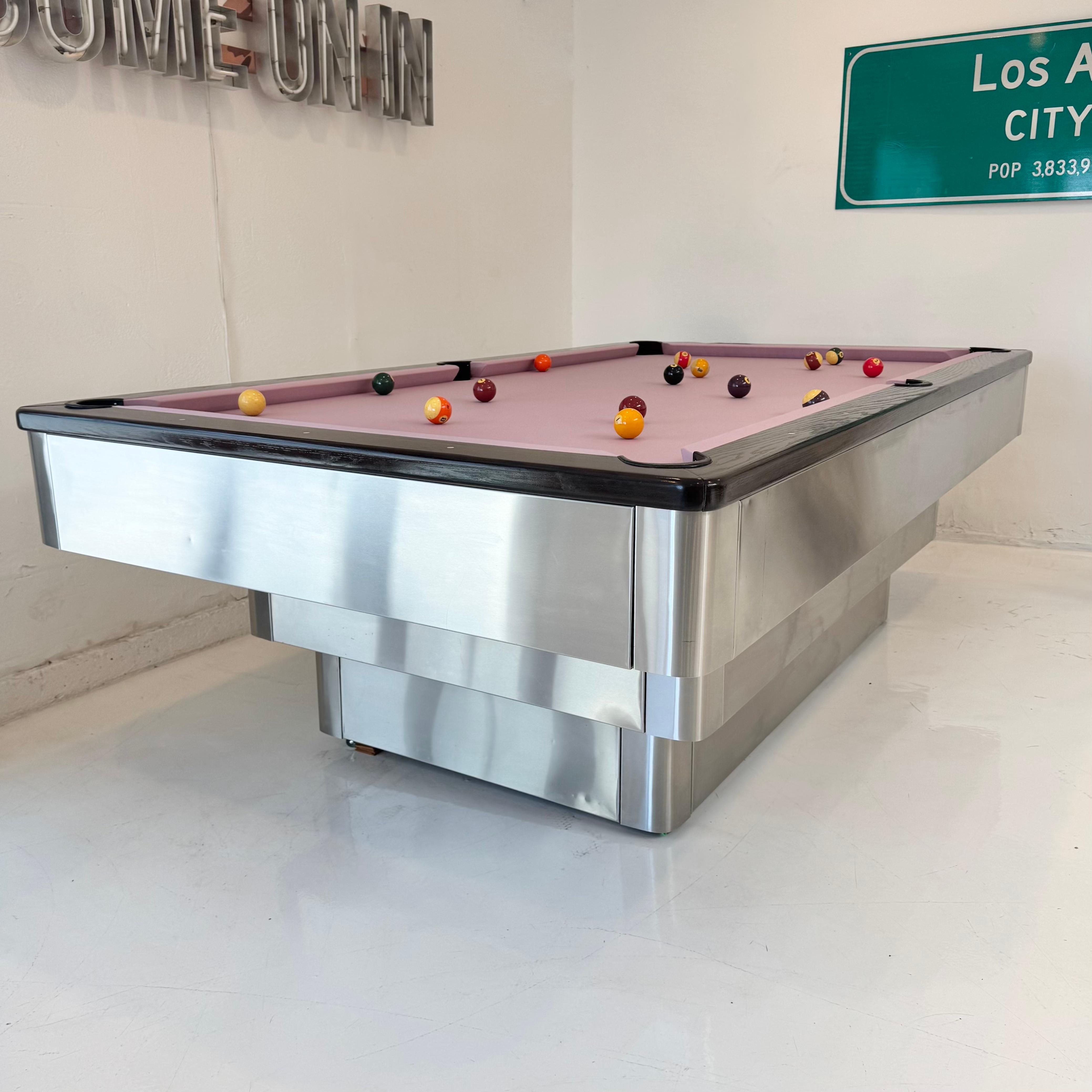 Brushed Aluminum Stacked Level Pool Table, 1980s USA For Sale 9