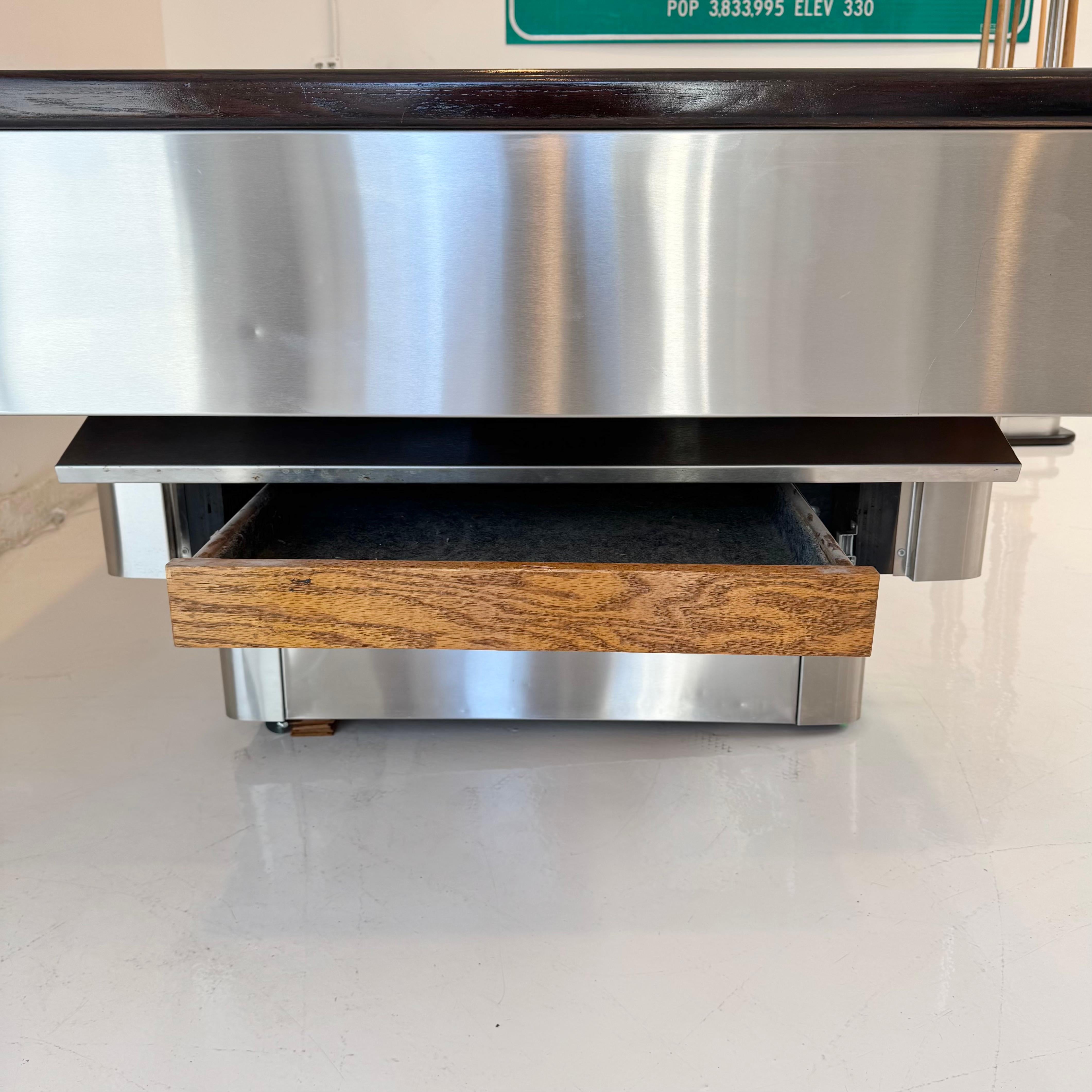 Brushed Aluminum Stacked Level Pool Table, 1980s USA For Sale 10