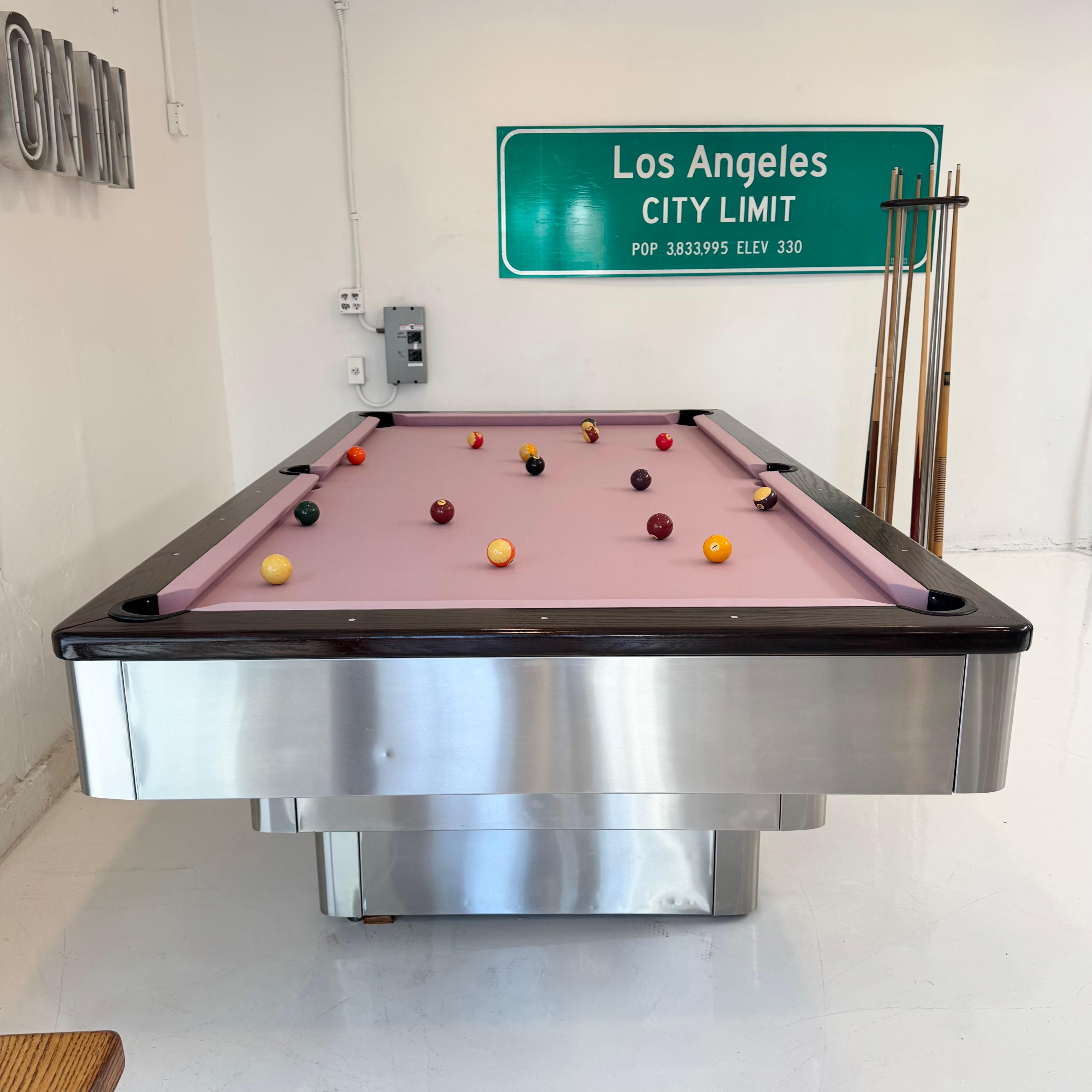 Late 20th Century Brushed Aluminum Stacked Level Pool Table, 1980s USA For Sale