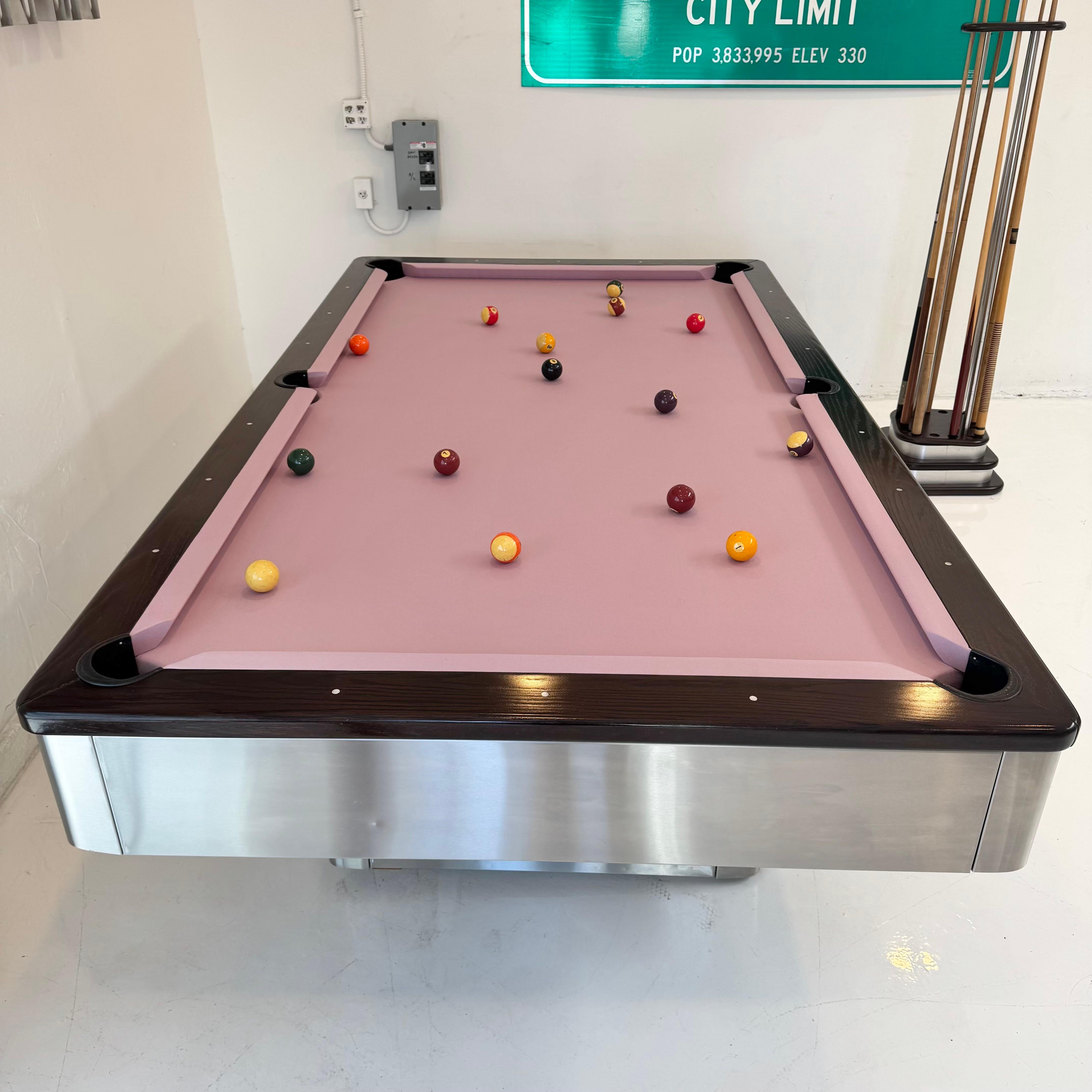 Brushed Aluminum Stacked Level Pool Table, 1980s USA For Sale 1