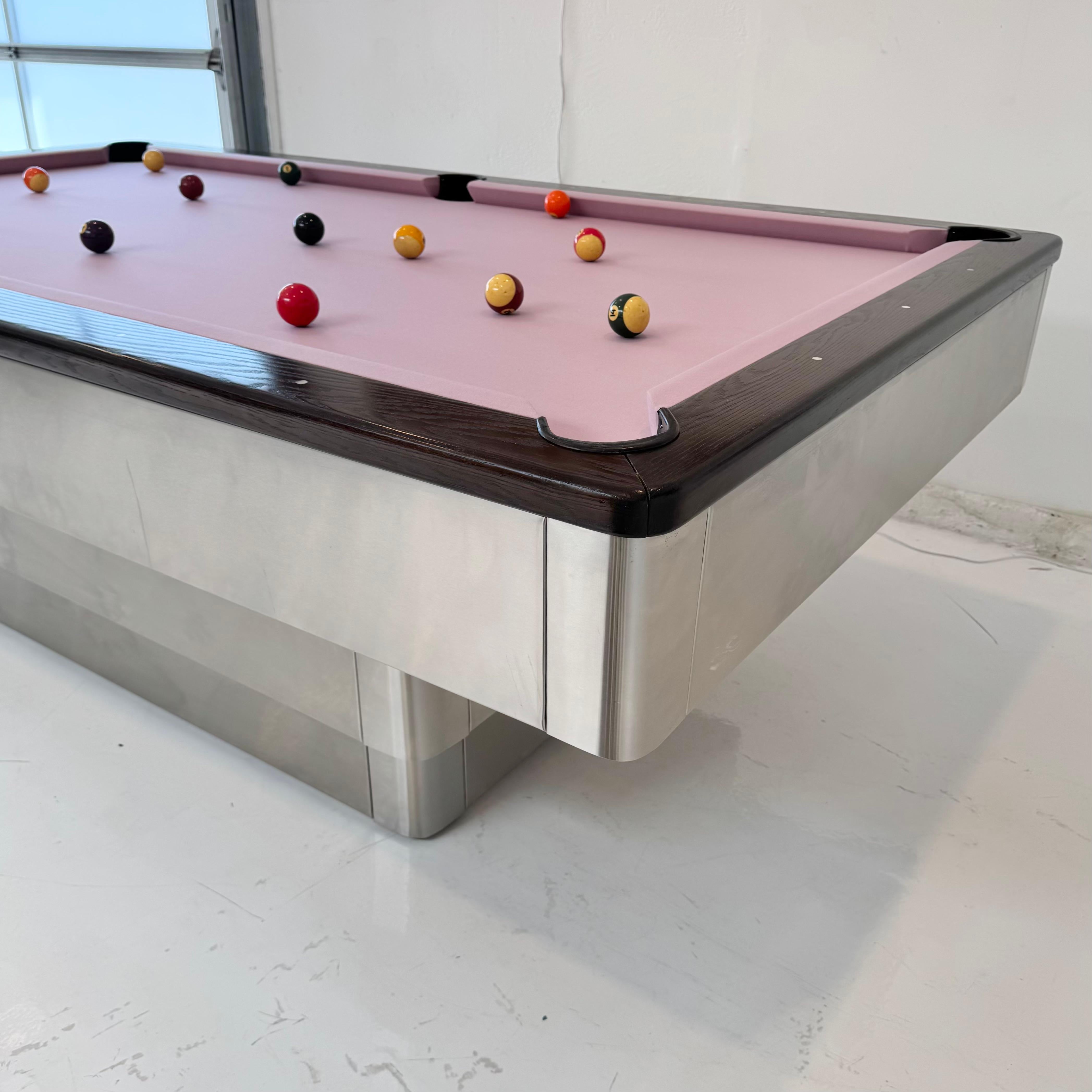 Brushed Aluminum Stacked Level Pool Table, 1980s USA For Sale 2