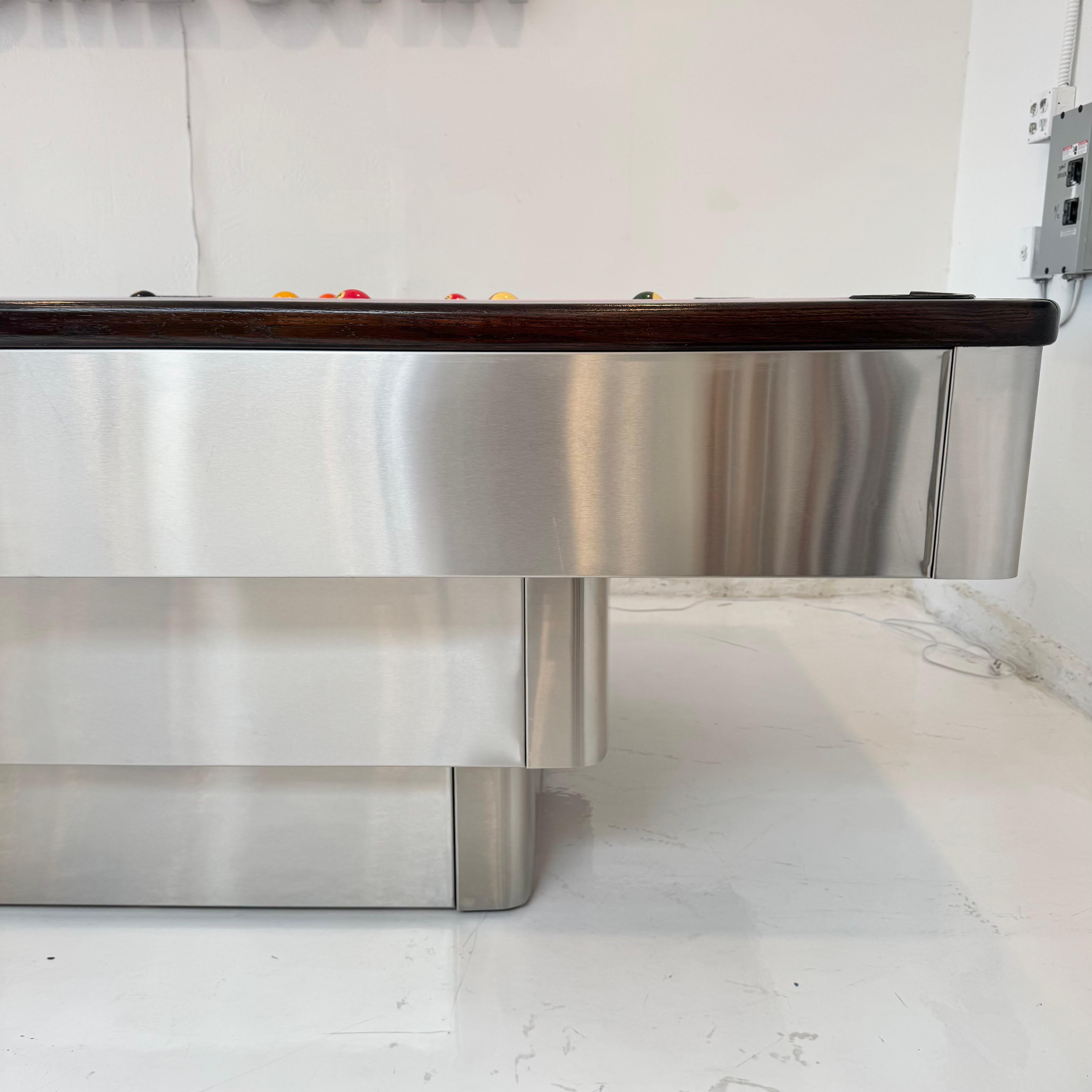 Brushed Aluminum Stacked Level Pool Table, 1980s USA For Sale 4