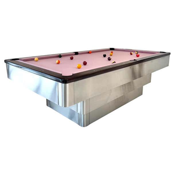 Brushed Aluminum Stacked Level Pool Table, 1980s USA For Sale at 1stDibs