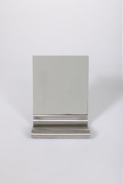 Espejo de mesa de aluminio cepillado, años 70