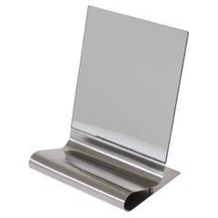 Brushed Aluminum Table Mirror, 1970s