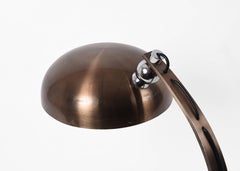 Brushed and Bronzed Aluminum Italian Table Lamp, 1970s Attributed to Arredoluce