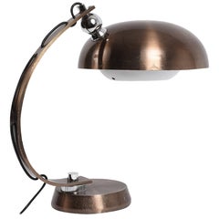 Lámpara de mesa italiana de aluminio cepillado y bronceado, años 70 Atribuida a Arredoluce