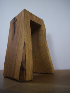 Tabouret en frêne brossé et chauffé de Fritz Baumann