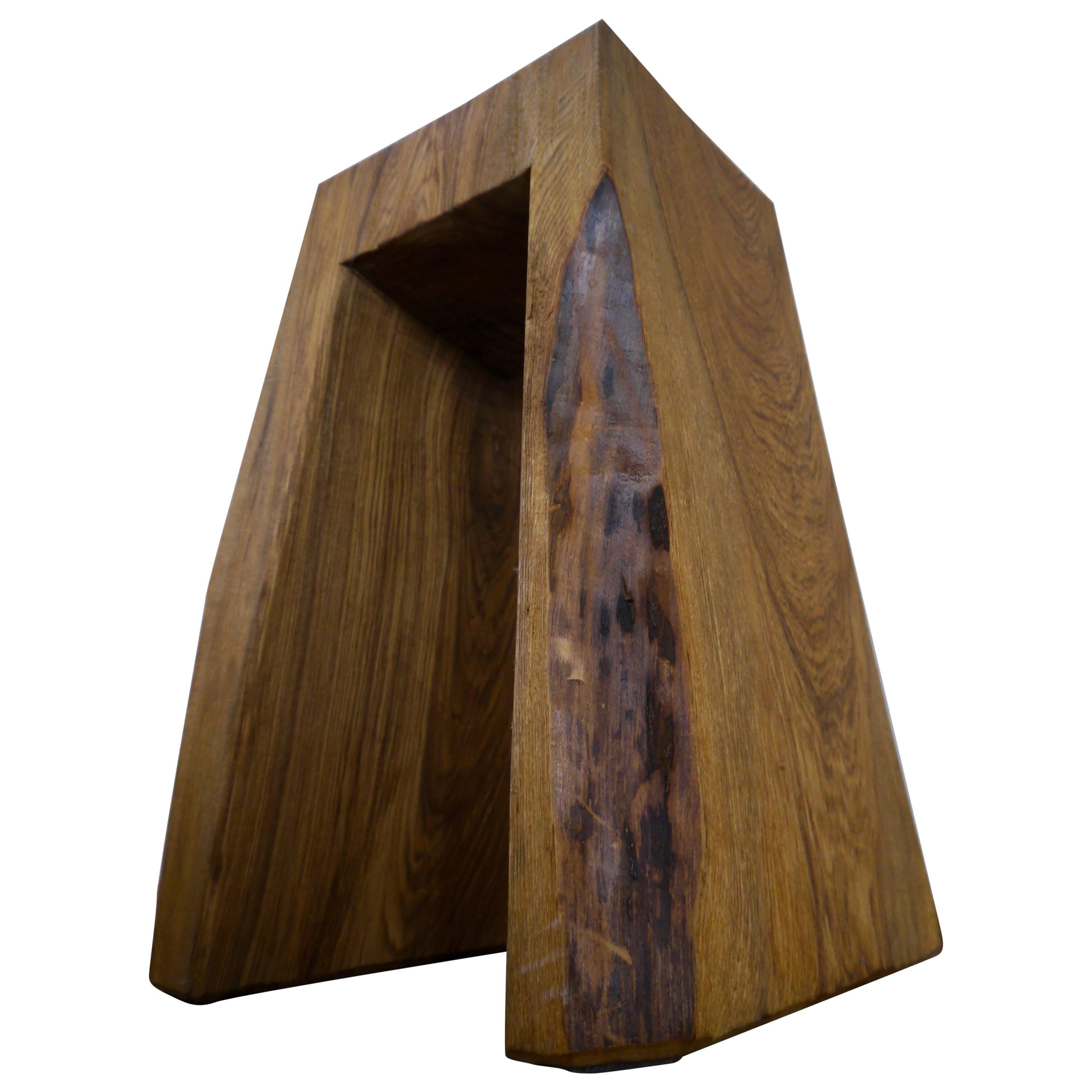 Tabouret en frêne brossé et chauffé de Fritz Baumann en vente
