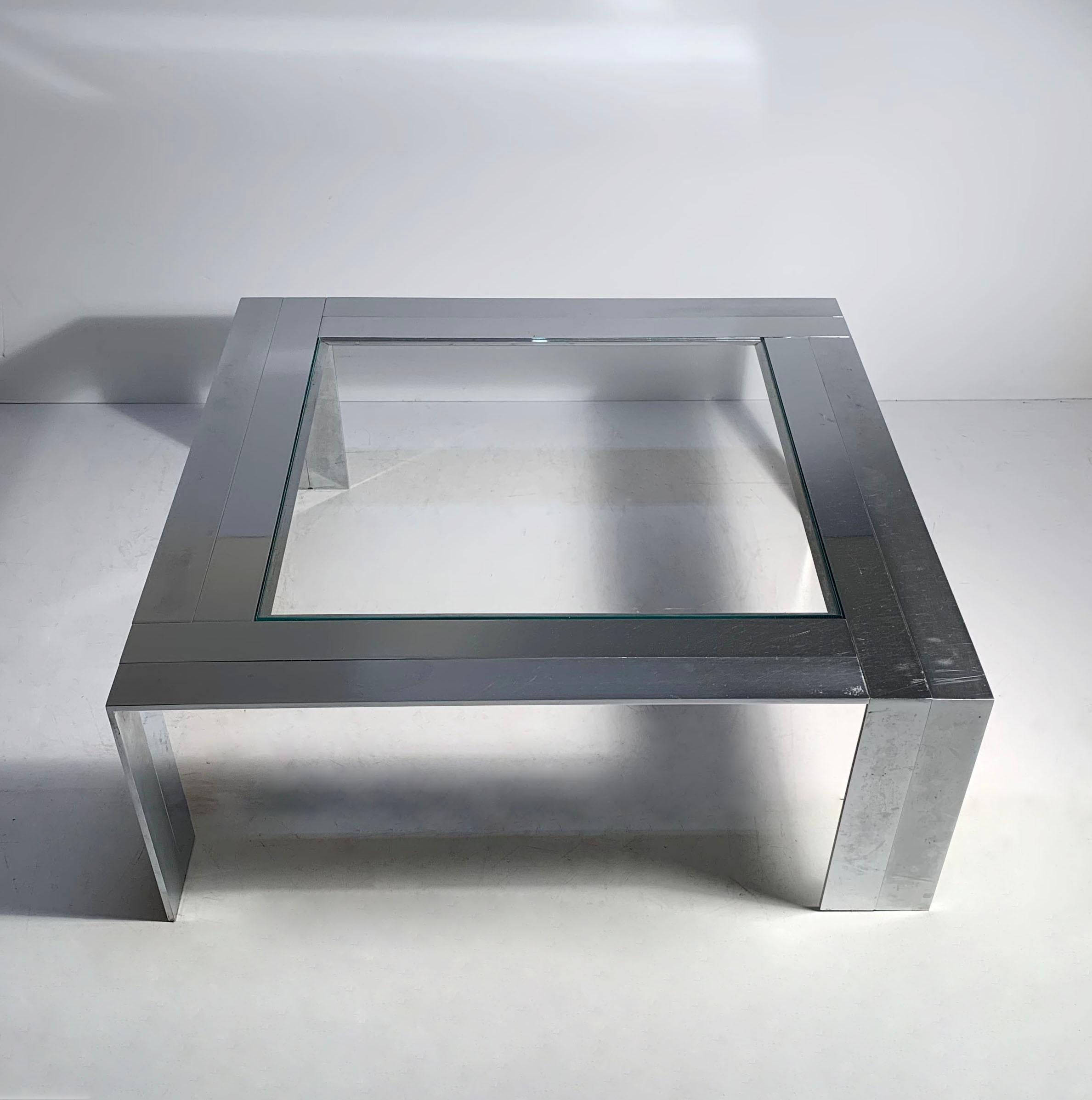 Mid-Century Modern Vintage Steel and Glass Coffee Table by Elaine Cohen for DIA For Sale
