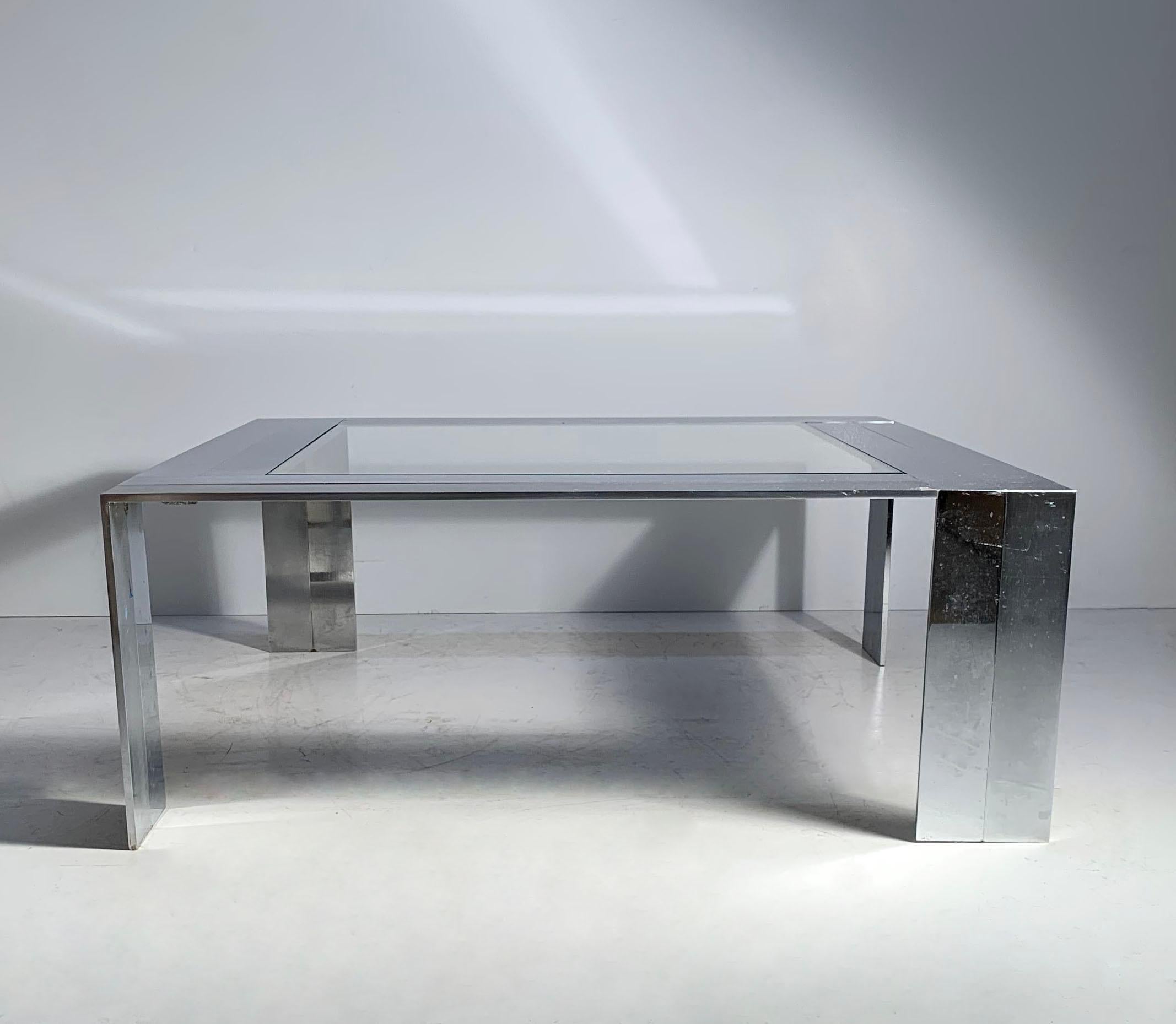 American Vintage Steel and Glass Coffee Table by DIA For Sale