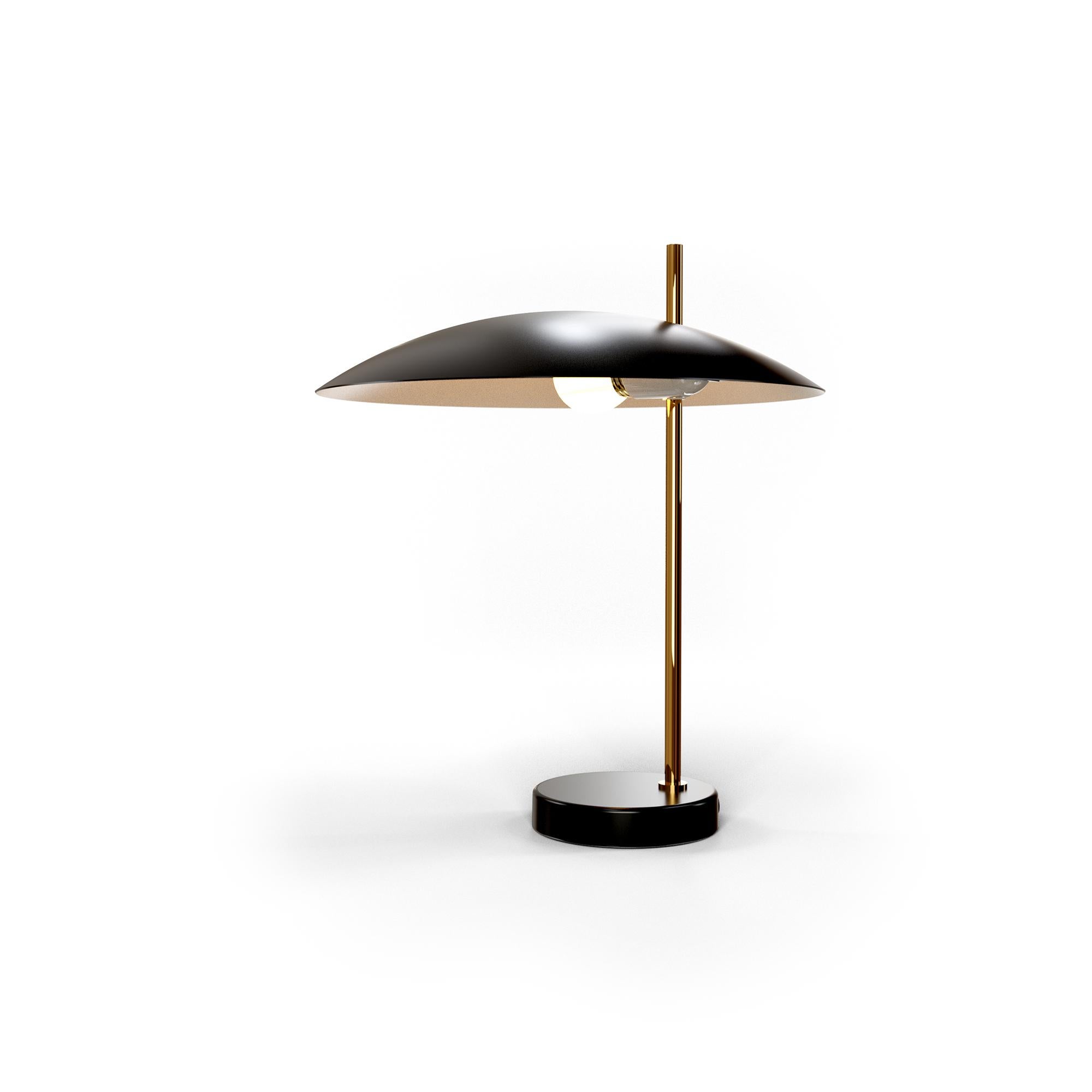 French Brushed Brass 1013 Table Lamp by Disderot For Sale