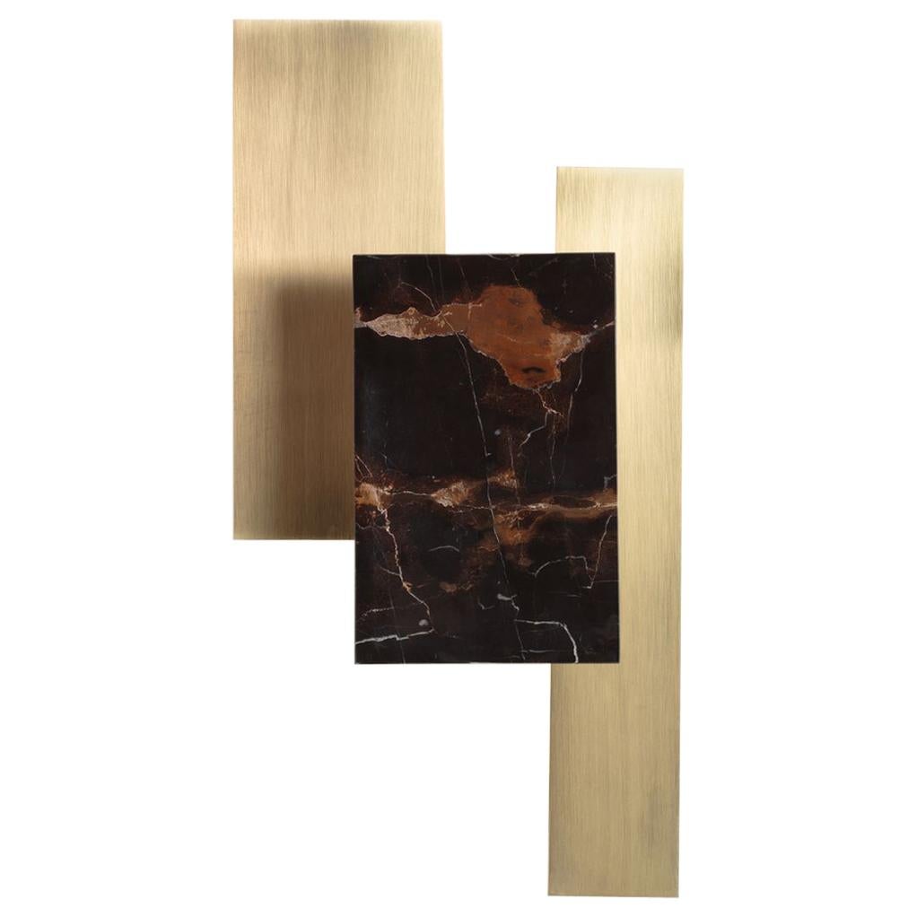 Brushed Brass and Marble Wall Light For Sale