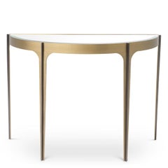 Brushed Brass Console Table with Beveled Mirror Glass