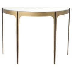 Brushed Brass Console Table with Beveled Mirror Glass