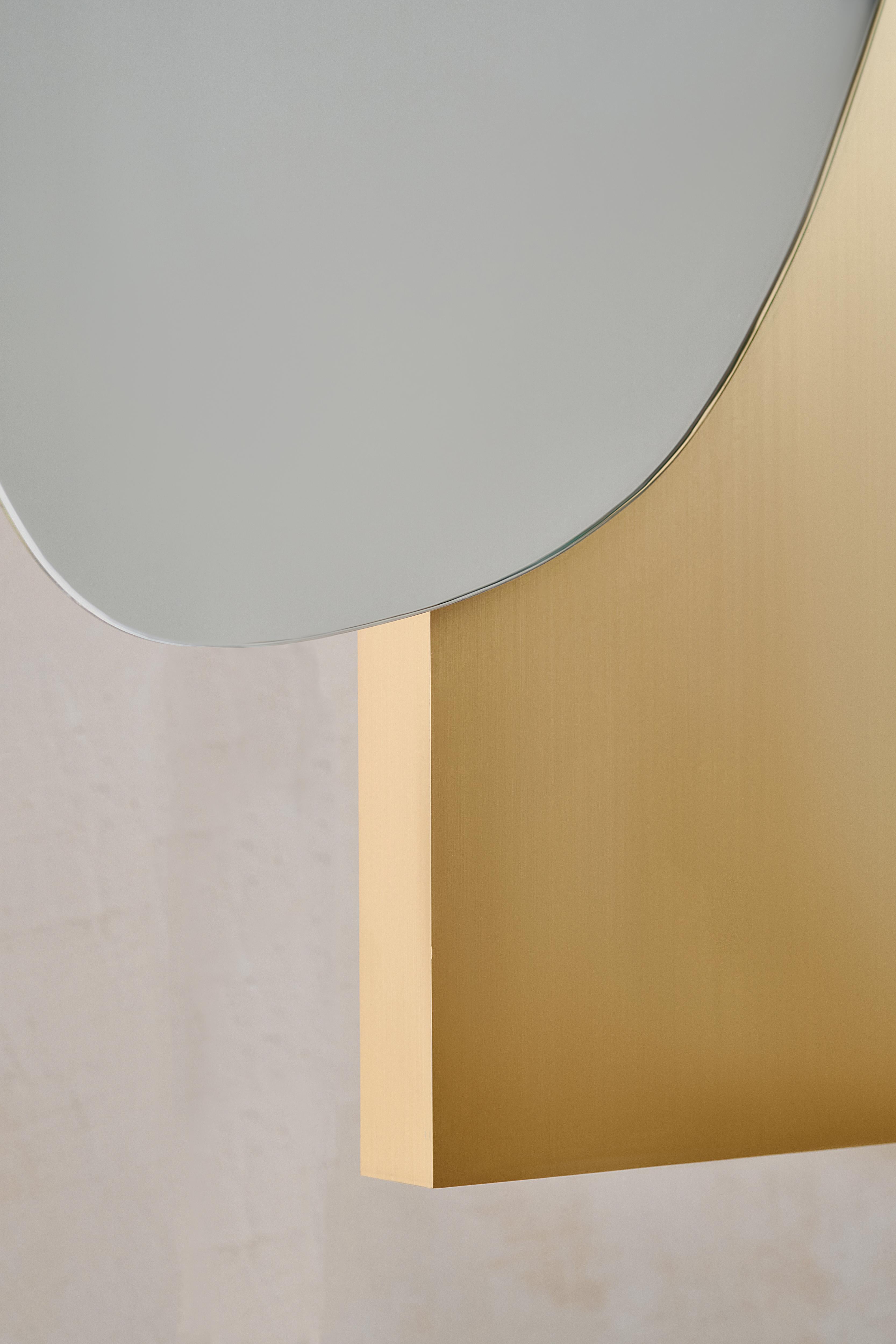 Modern Brushed Brass Lake Mirror 2 by NOOM For Sale