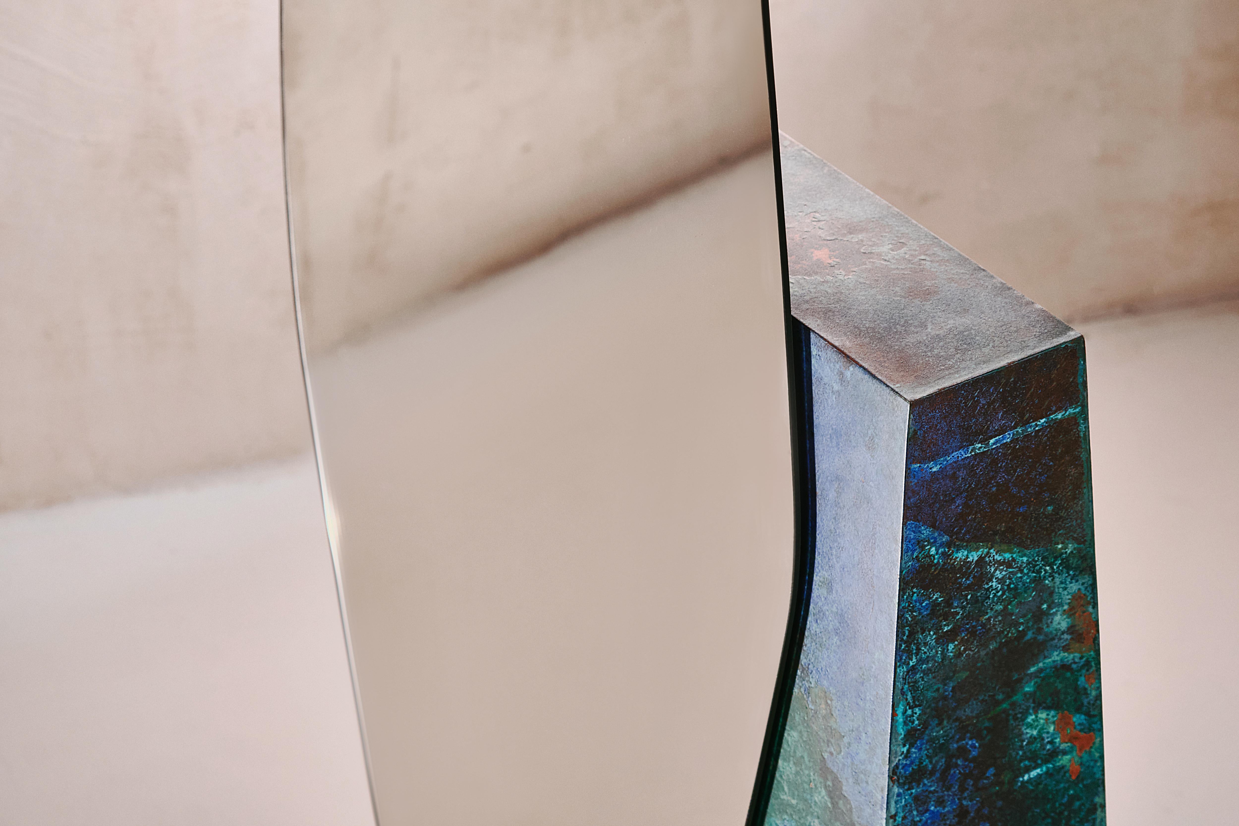 XXIe siècle et contemporain Miroir mural de lac en laiton brossé 2 par NOOM en vente