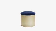 Brushed Brass “Mushroom” Pouf in Velvet by Montage, Pair