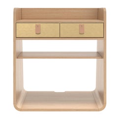 Brushed Brass Suzon Floating Nightstand Natural Oak by HARTO
