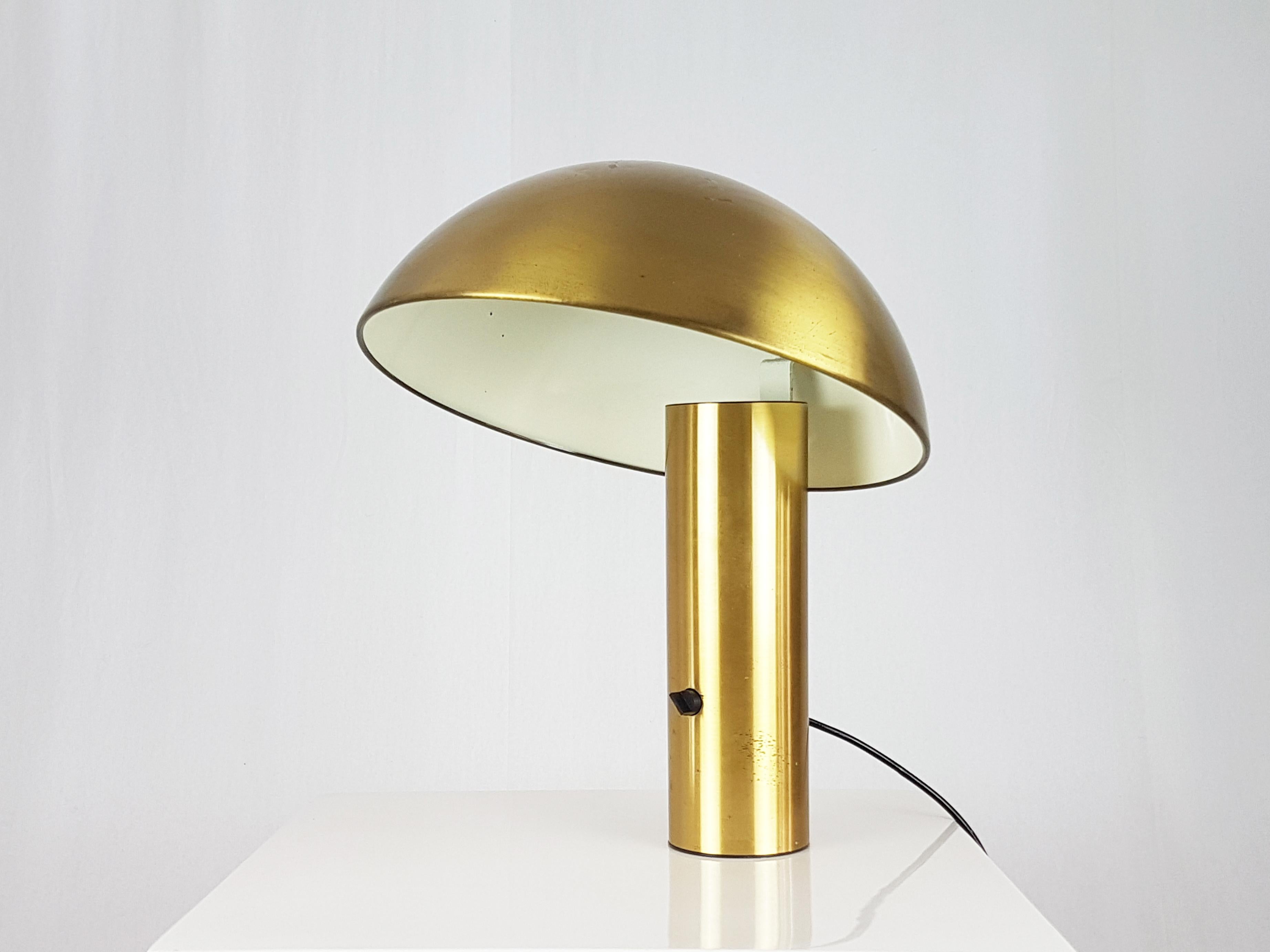 Space Age Brushed Brass Vaga Table Lamp by Franco Mirenzi for Valenti, 1978 For Sale