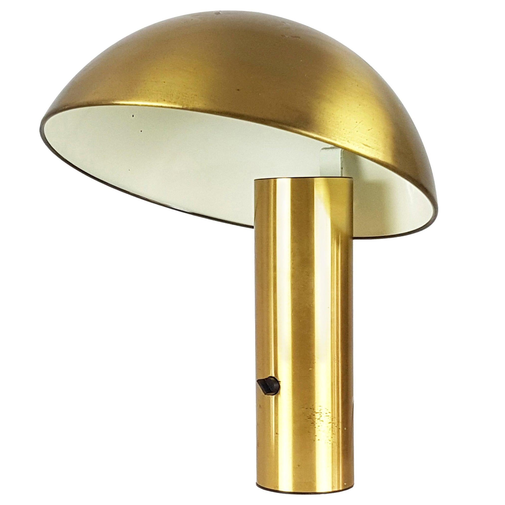 Lampada da tavolo Vaga in ottone spazzolato di Franco Mirenzi per Valenti, 1978