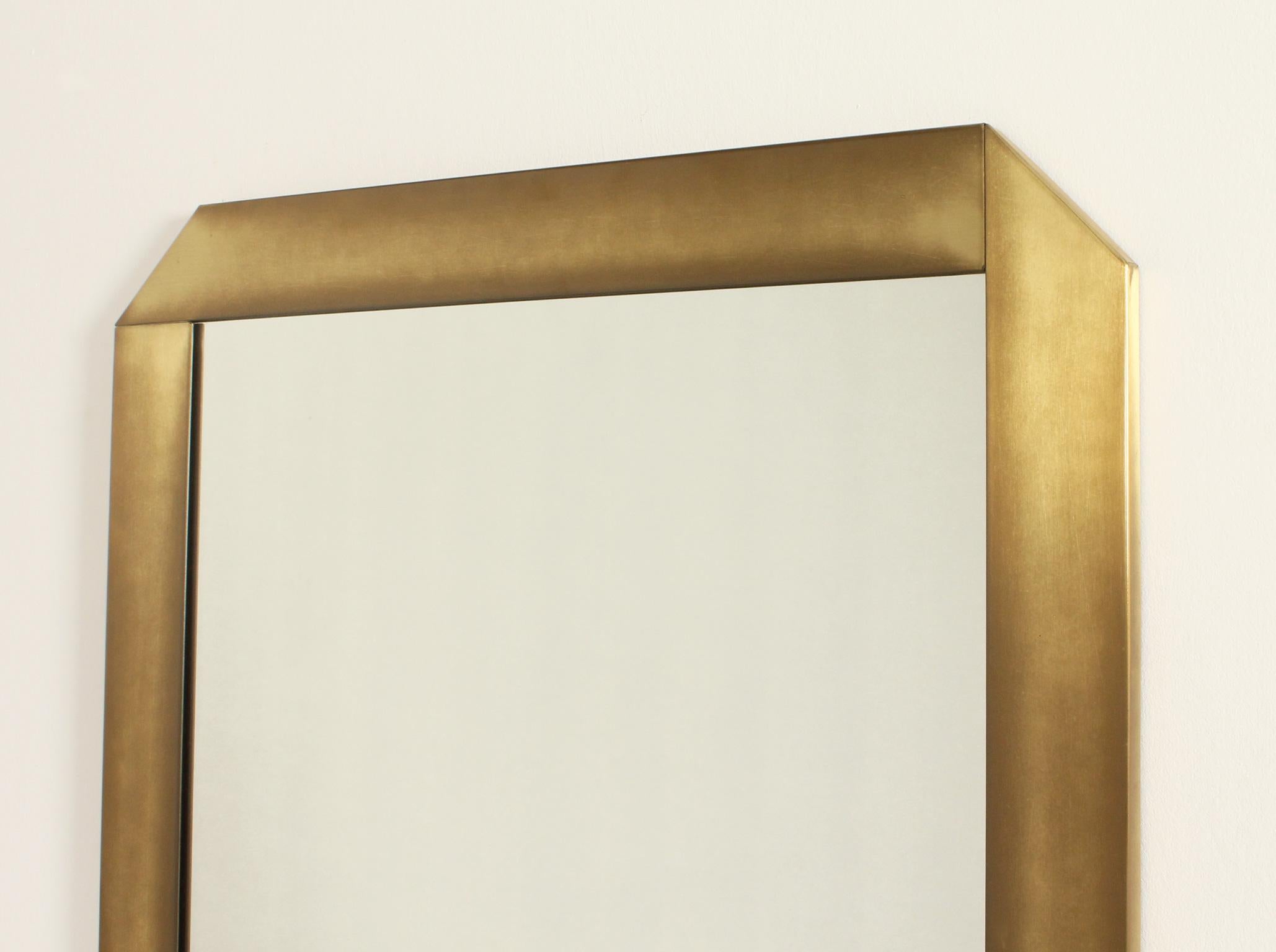 Modern Brushed Brass Wall Mirror by Valenti, Italy, 1970's