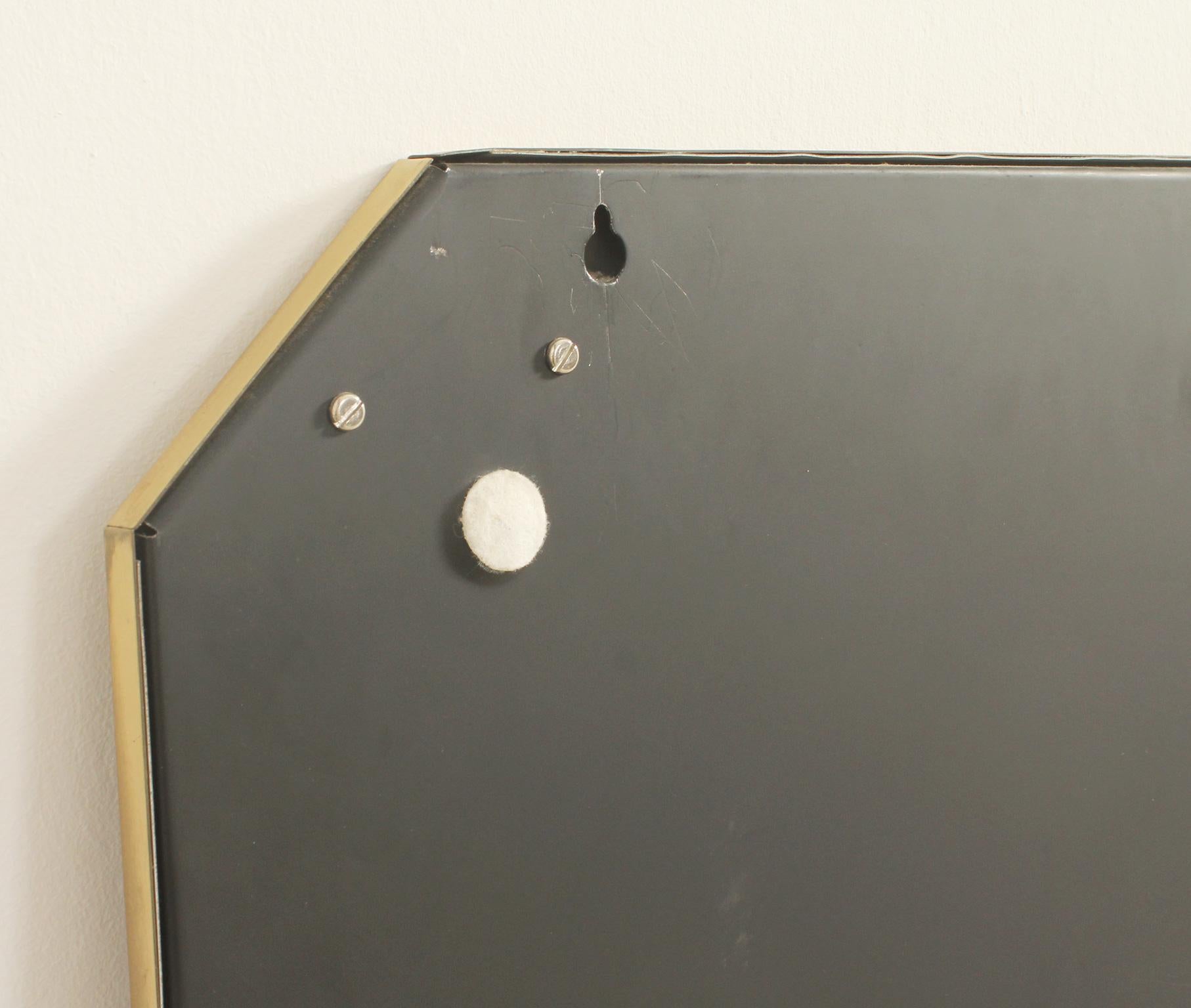 Brushed Brass Wall Mirror by Valenti, Italy, 1970's 1