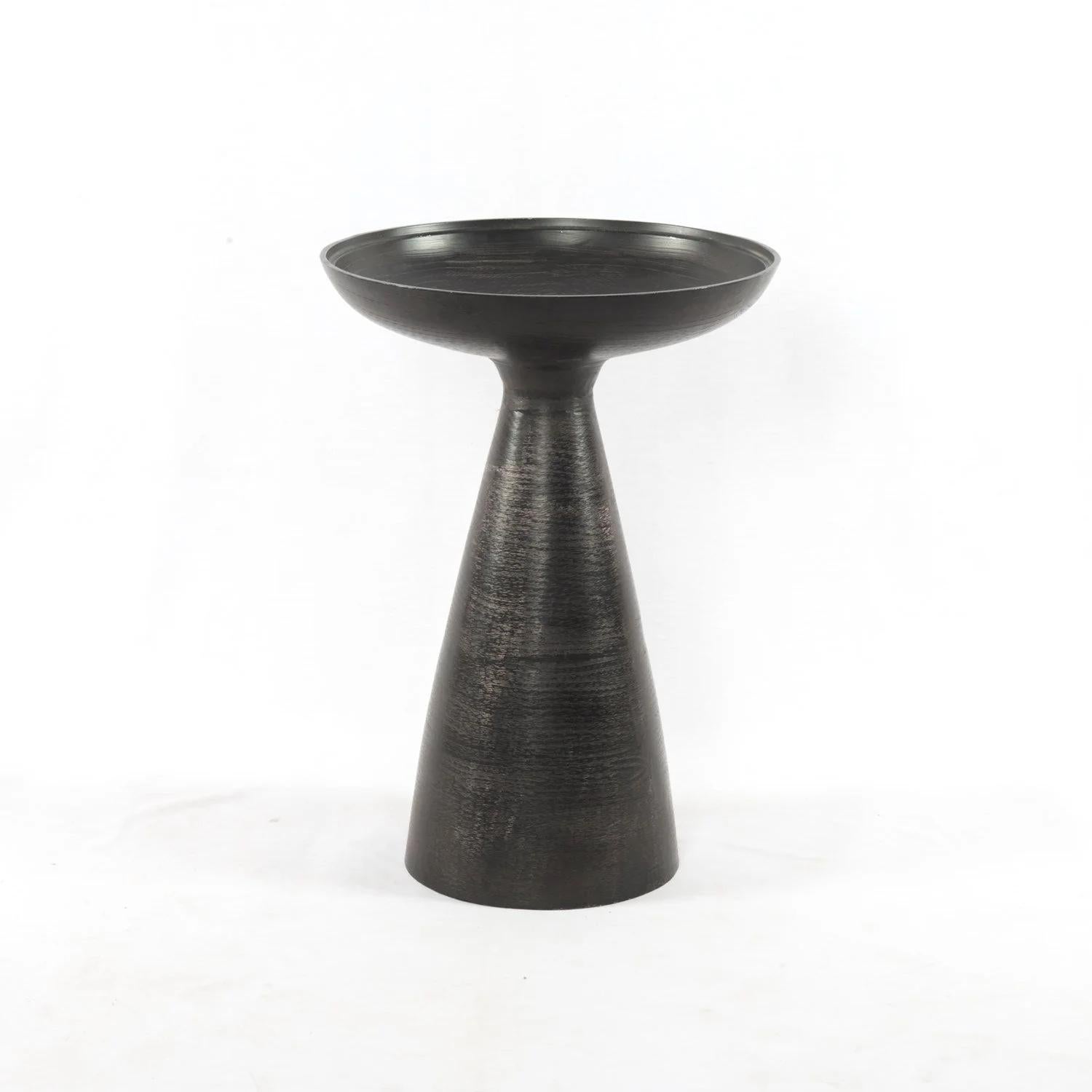 Contemporary Brushed Bronze Pedestal Table