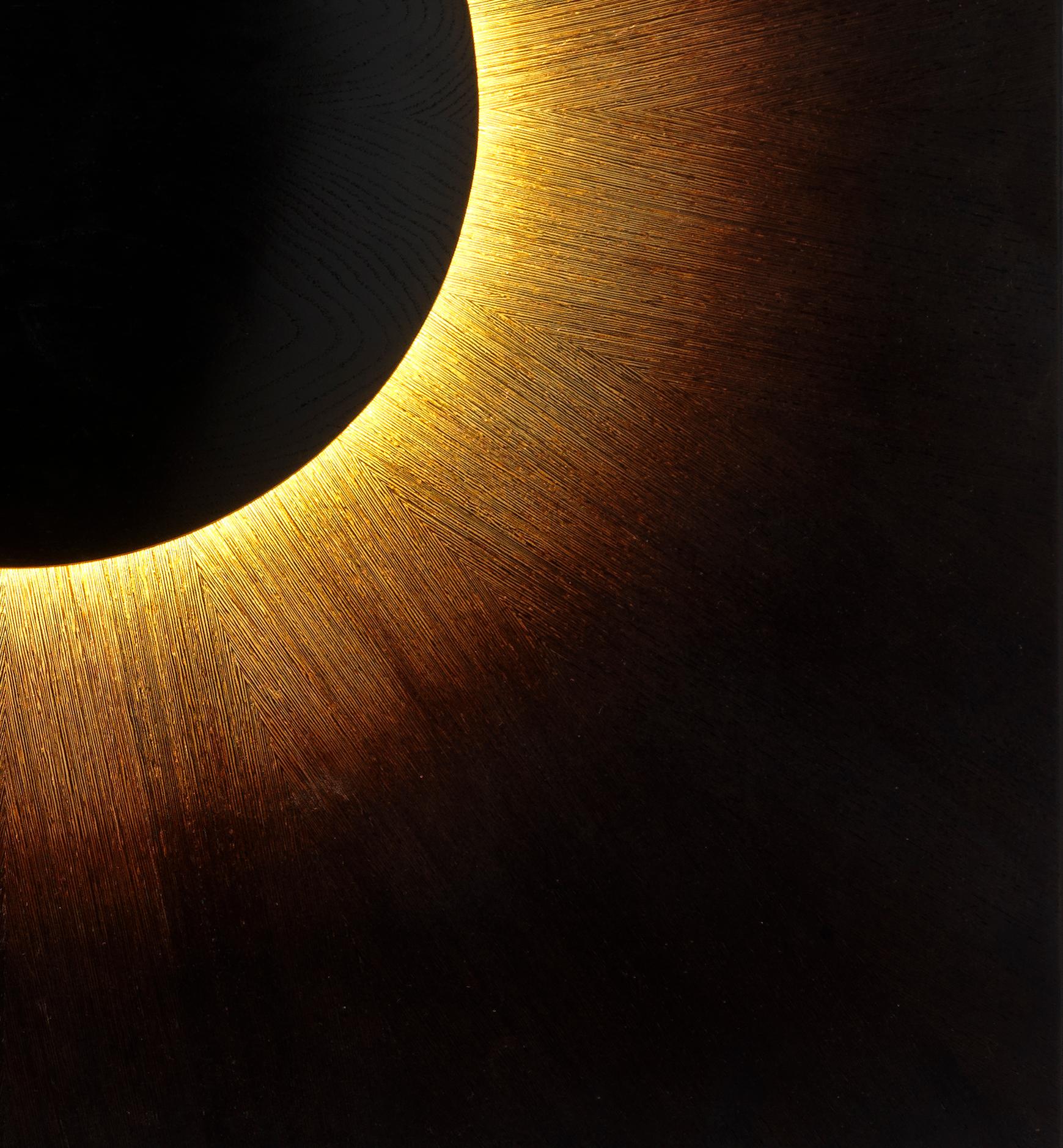 Contemporary Brushed Bronze Resin Illuminated Sculpture Transmission by David Tragen For Sale