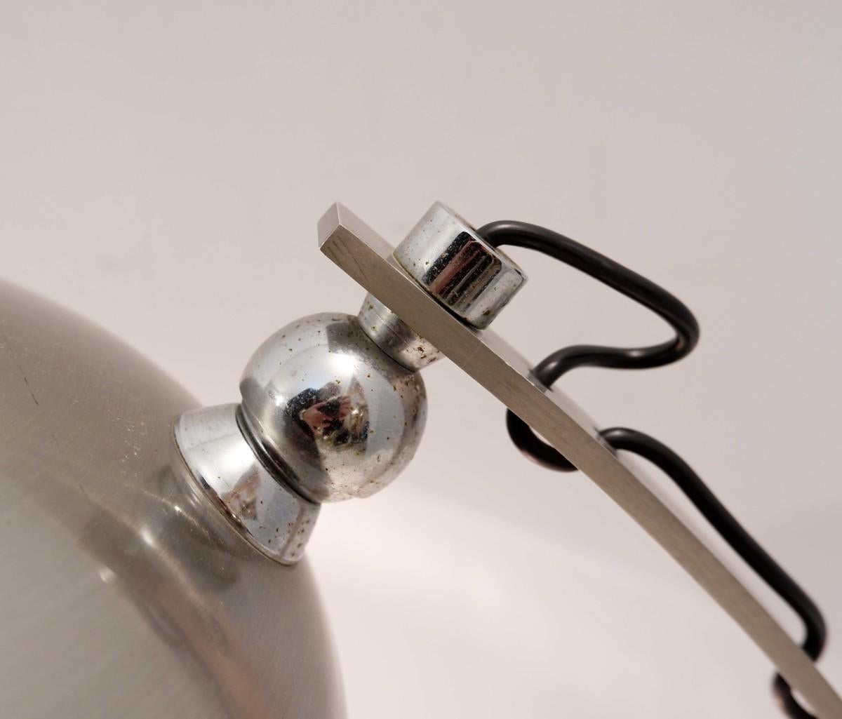 Metal Mid-Century Modern Brushed Chrome Arc Desk Lamp For Sale