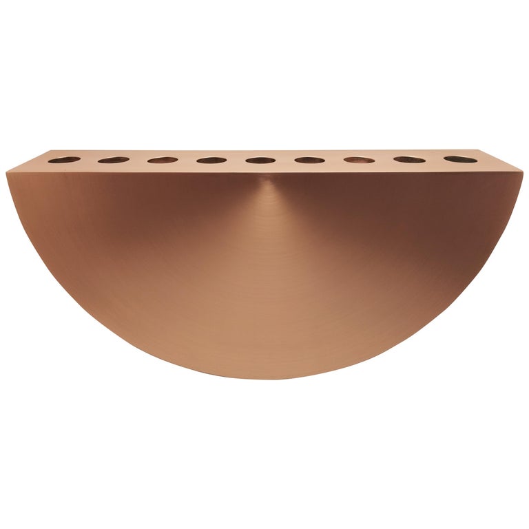 21st Century Brushed Copper Finished Aluminum 9 Piece Candle Holder