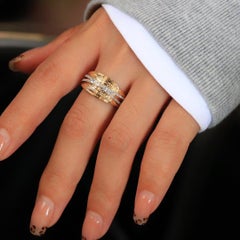 Brushed Cross Ring Weighing 4.8 Grams Diamonds 20 Points 18k Gold Inlaid Diamond
