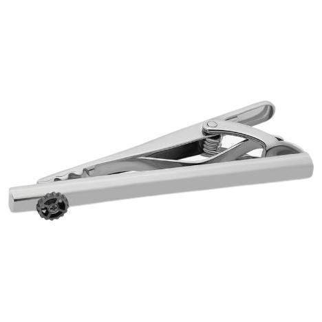 Brushed Gear Tie Clip with Rhodium Finish For Sale