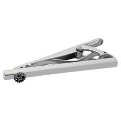 Brushed Gear Tie Clip with Rhodium Finish