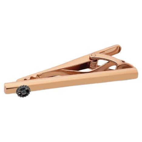 Gebürstete Zahnrad-Krawattenklammer mit Rose Gold Finish