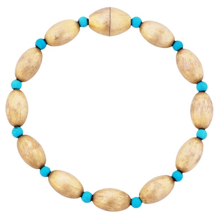 Gold Filled Clasp Vermeil Bead Turquoise Beaded Necklace
