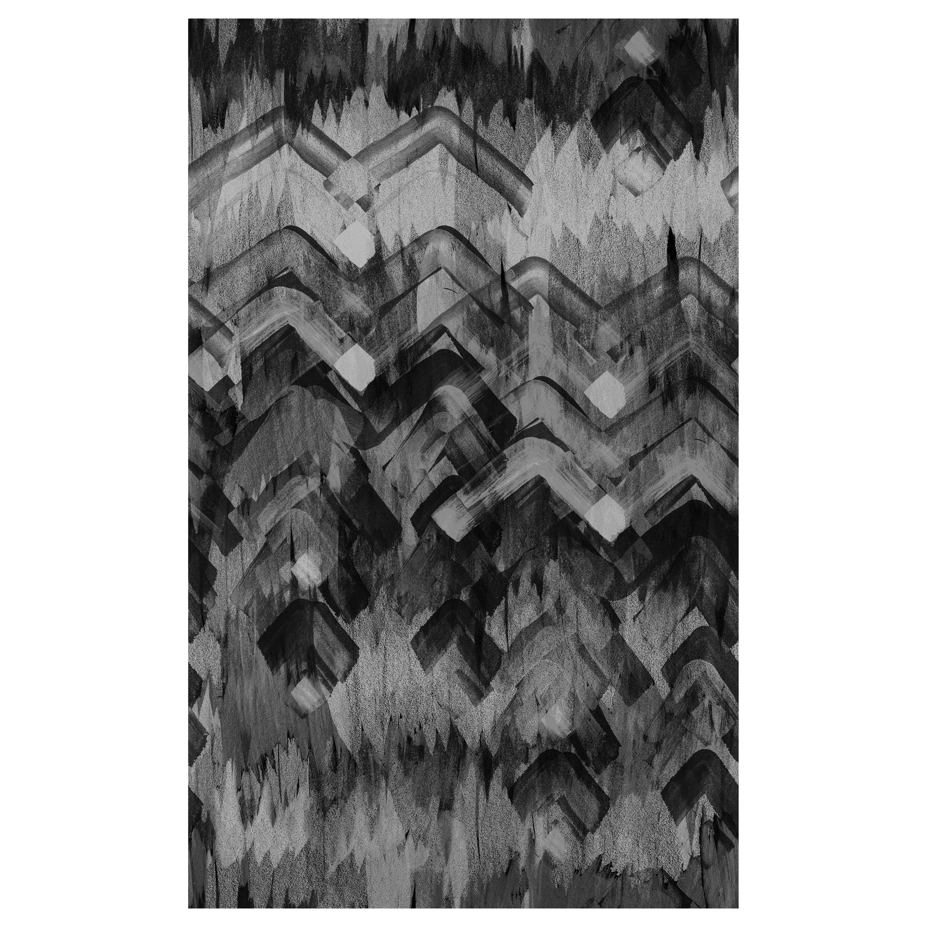 Brushed Herringbone Wallpaper in Charcoal by 17 Patterns For Sale