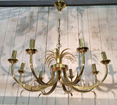 Brushed Metal and Gilt Metal Pineapple Chandelier in the Style of Maison Baguès