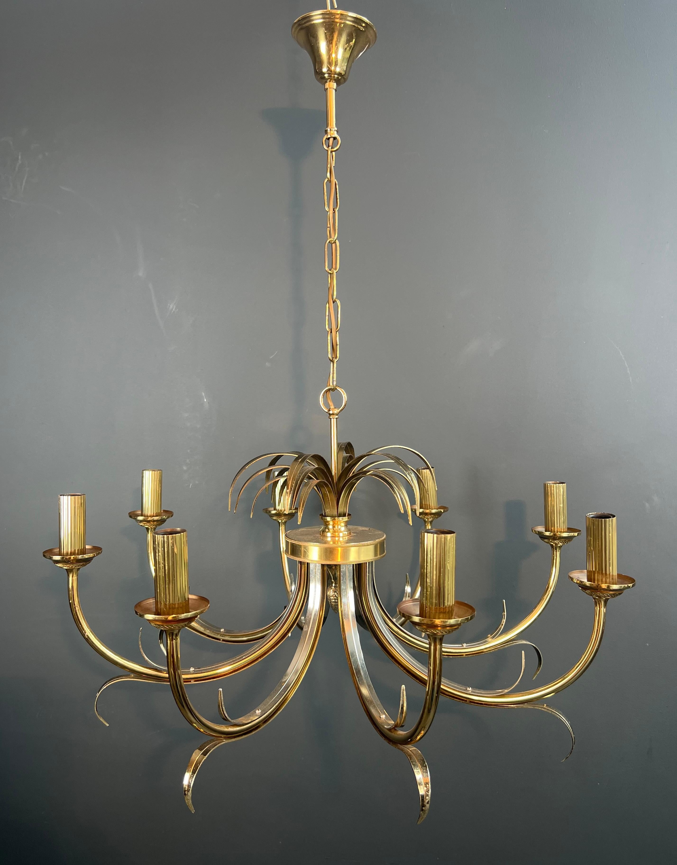 Brushed Metal and Gilt Metal Pineapple Chandelier in the Style of Maison Charles For Sale 4