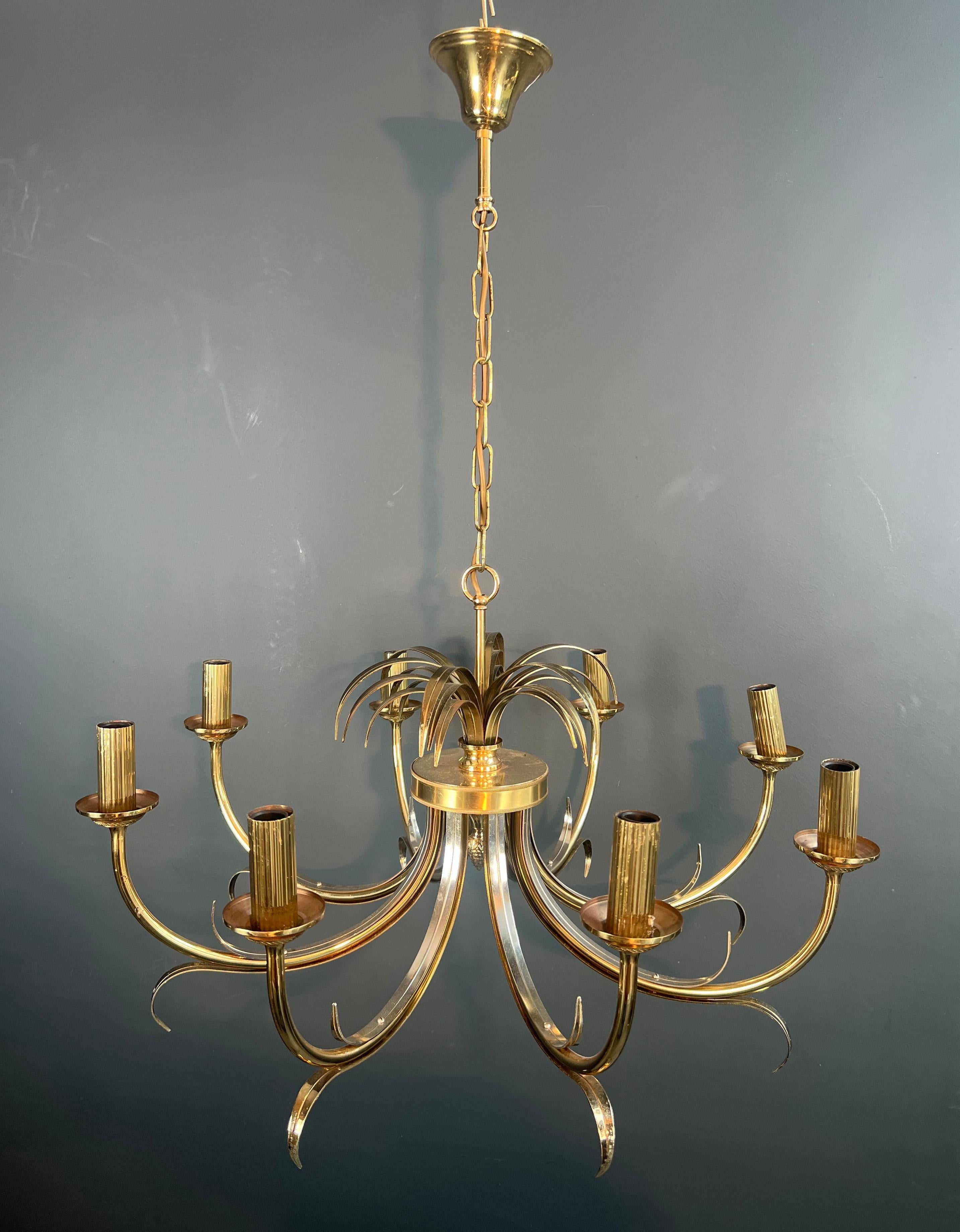 Brushed Metal and Gilt Metal Pineapple Chandelier in the Style of Maison Charles For Sale 11
