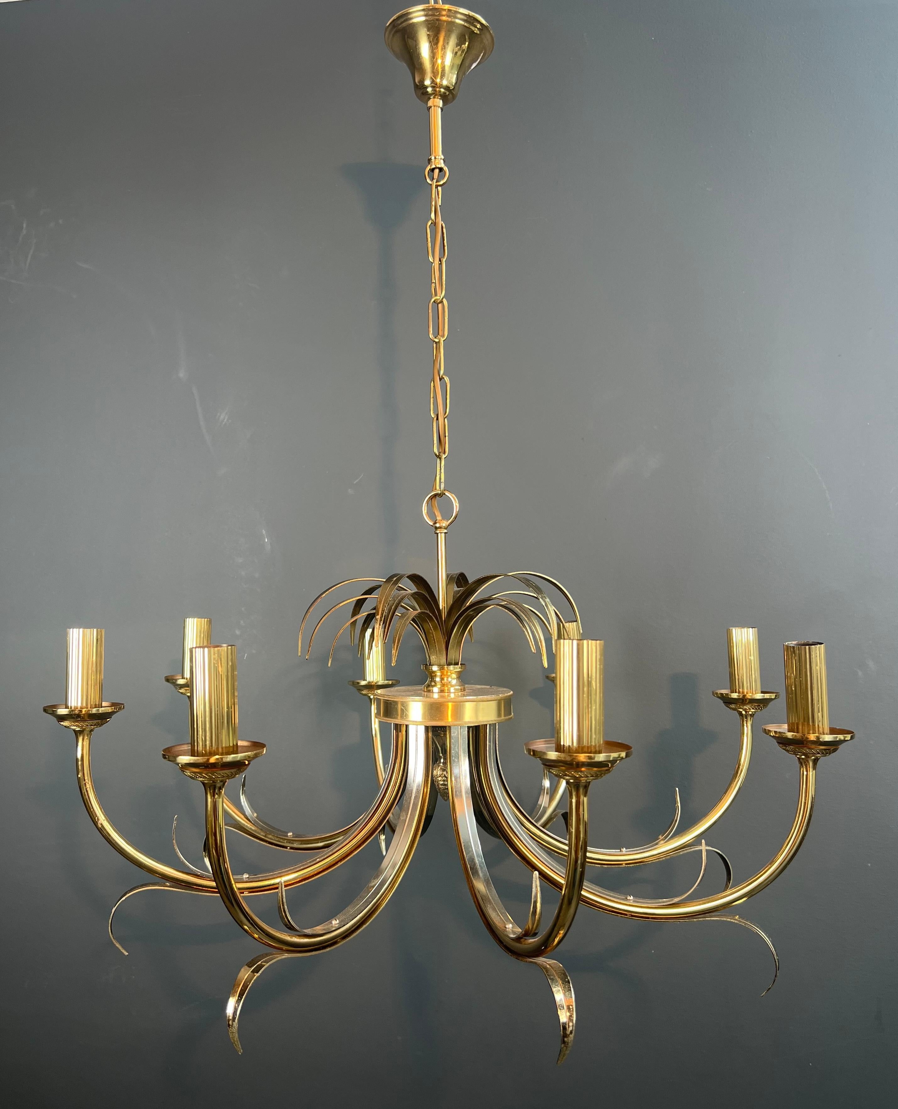 Brushed Metal and Gilt Metal Pineapple Chandelier in the Style of Maison Charles For Sale 12
