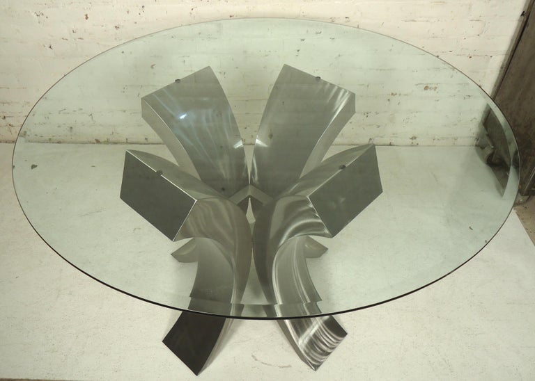 Brushed Metal Dining Table For Sale at 1stDibs brushed metal table