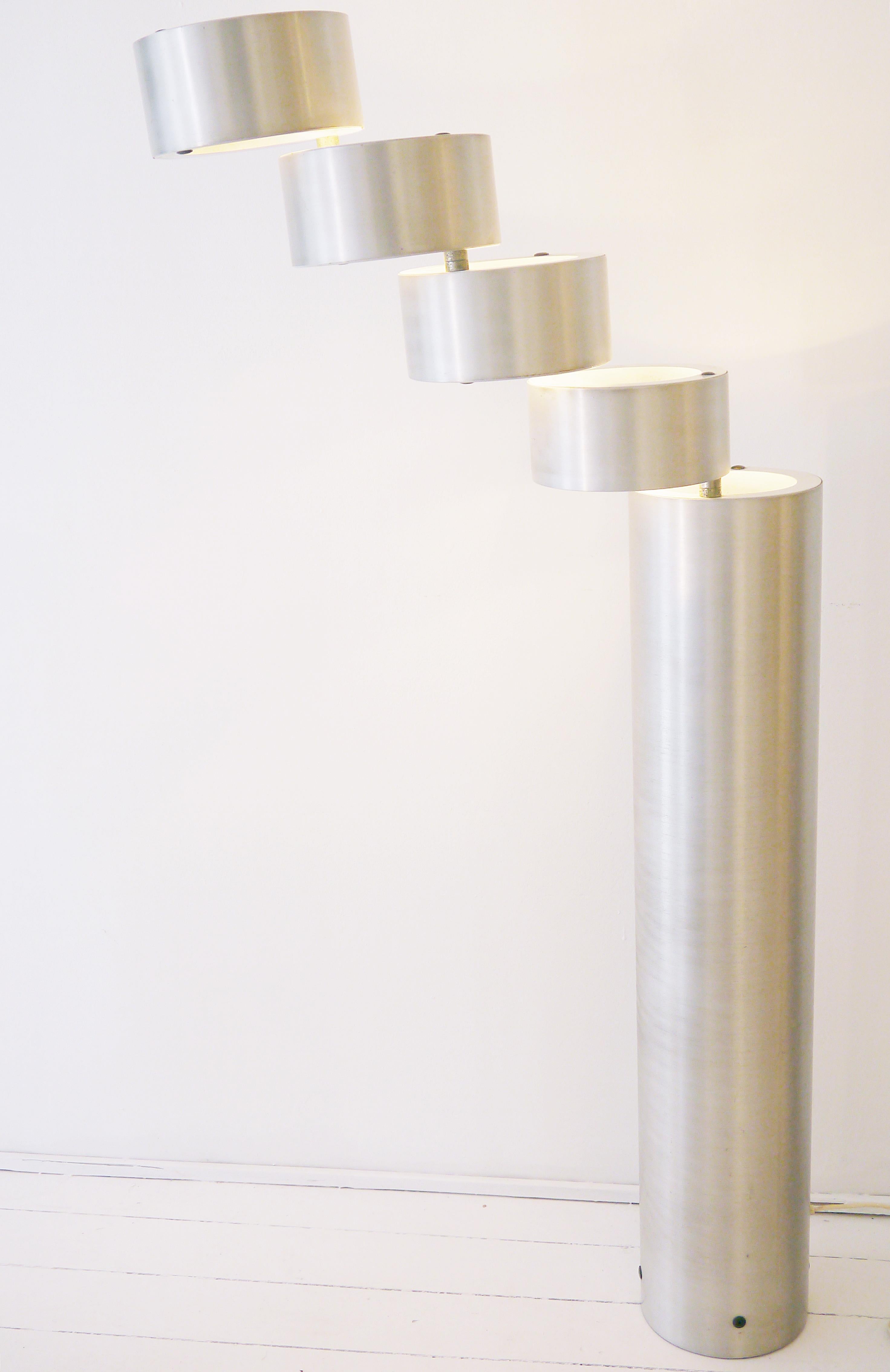 Aluminum Brushed Metal Floor Lamp by Stilux, Milano 1972