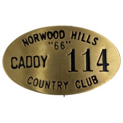 Brushed Metal Golf Caddie Badge, circa 1930s