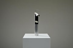 Brushed metal postmodern table lamp, 1980s Italy.