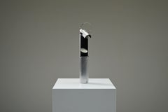 Brushed metal postmodern table lamp, 1980s Italy.