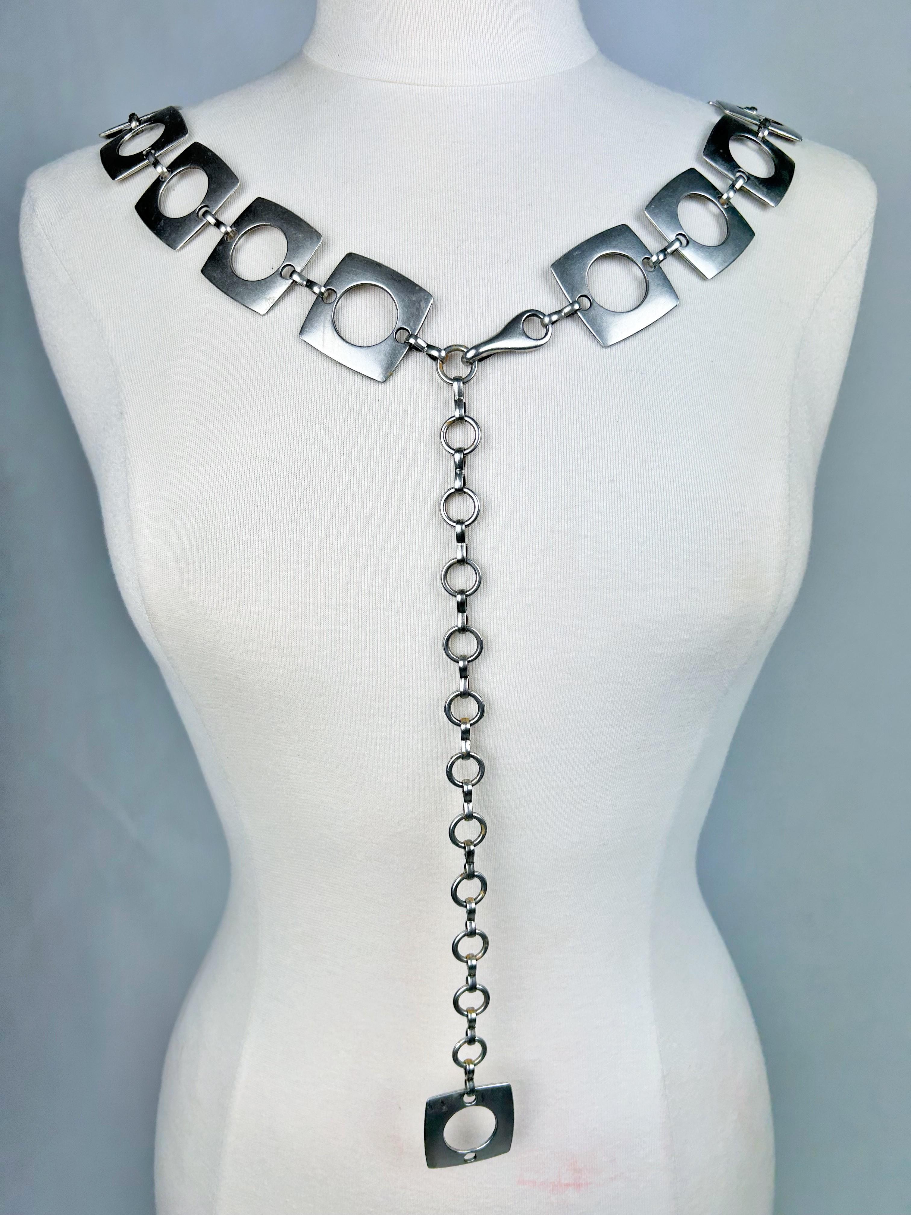 Cintura in metallo spazzolato stile Saharienne di Paco Rabanne (attribuita a) - Francia Cir in vendita 6