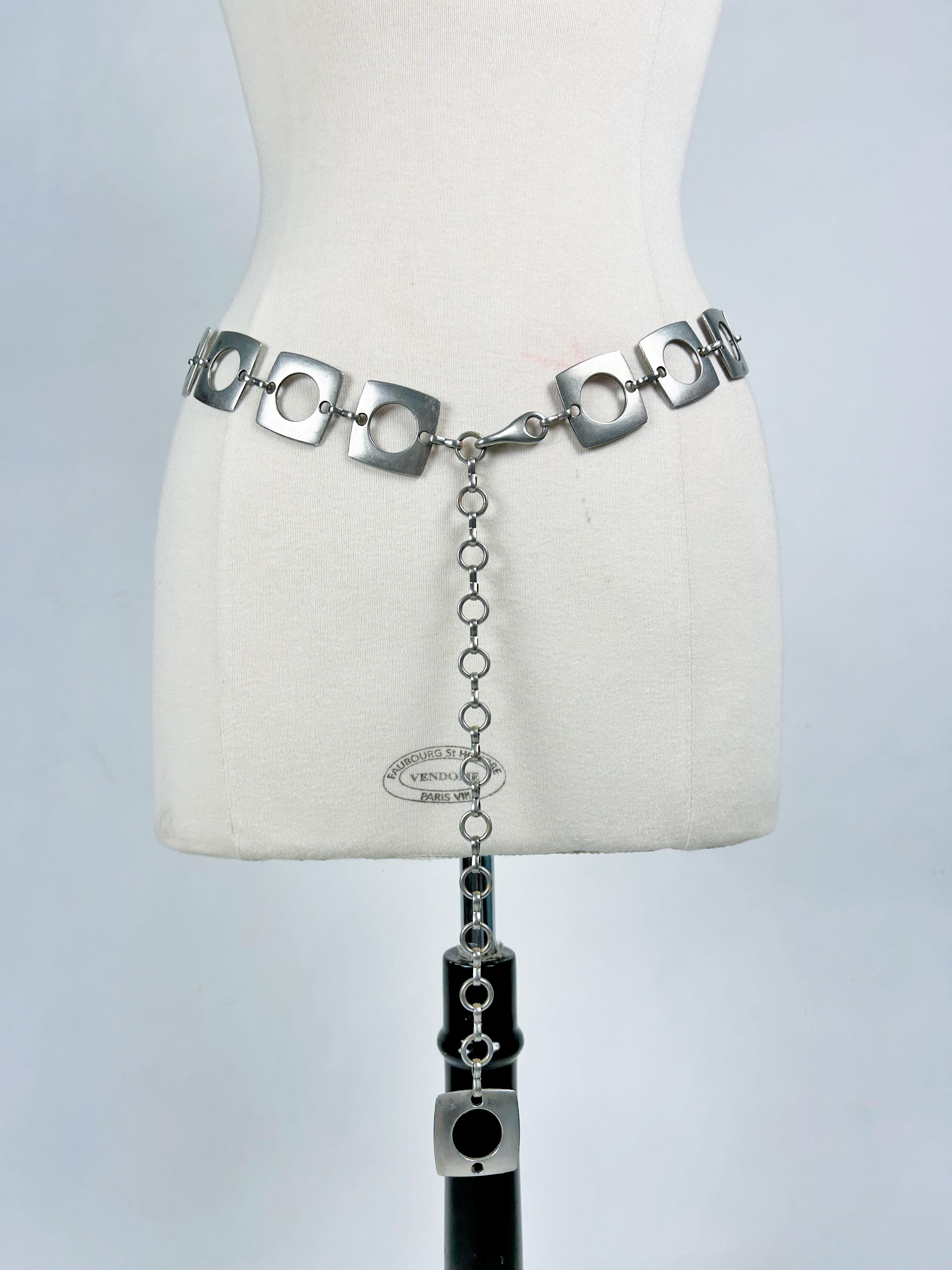 da uomo o donna Cintura in metallo spazzolato stile Saharienne di Paco Rabanne (attribuita a) - Francia Cir in vendita
